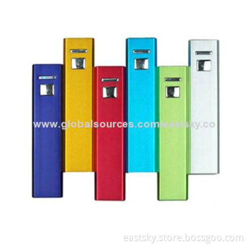 Aluminum External Battery with 5V/1A Output, 2,200mAh CapacityNew